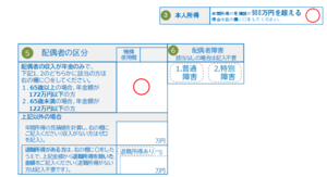 紙の申告書の配偶者の区分の記入例