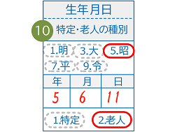 扶養親族の特定老人の種別の記入例