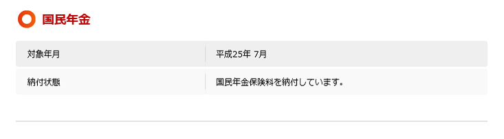 各月の国民年金保険料の納付状況