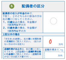 配偶者の区分欄の記入例