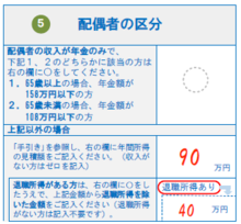 配偶者の区分欄の記入例