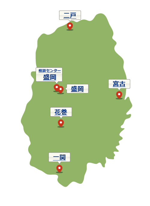 岩手県の地図