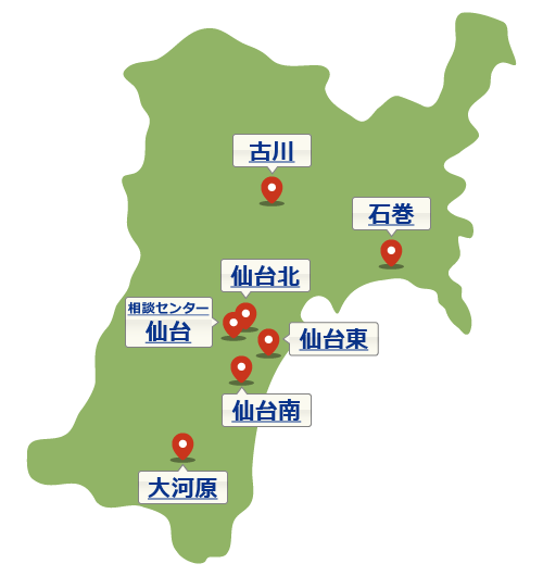 宮城県の地図