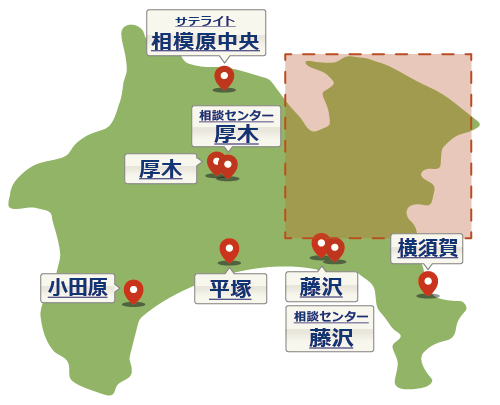 神奈川県の地図