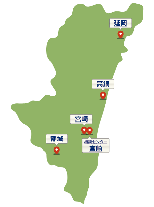 宮崎県の地図