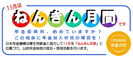 11月はねんきん月間、11月30日は年金の日