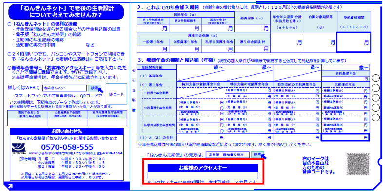 「ねんきん定期便」の様式画像