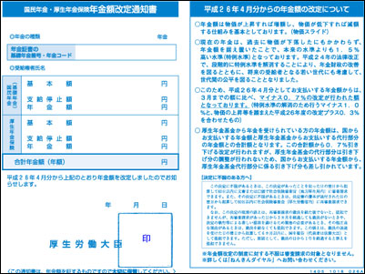 年金額改定通知書　表面