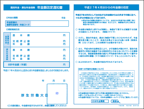 年金額改定通知書　表面