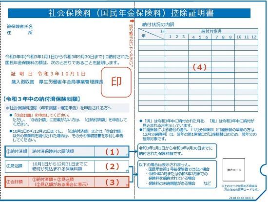 控除証明書ハガキ版の見本画像