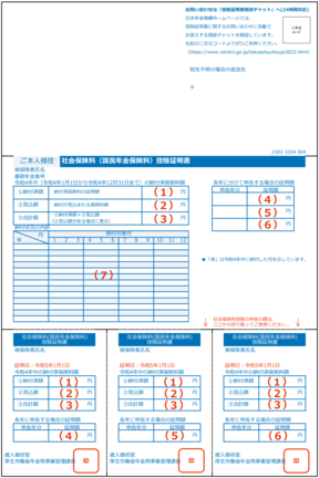 控除証明書A4版見本画像
