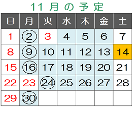 １１月の予定