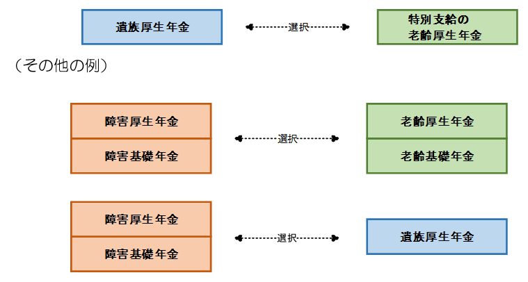 支給事由が異なる2つ以上の年金から1つを選択する場合の説明図
