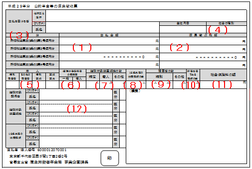 公的年金等の源泉徴収票（平成29年分）