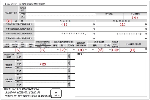 公的年金等の源泉徴収票（平成29年分）