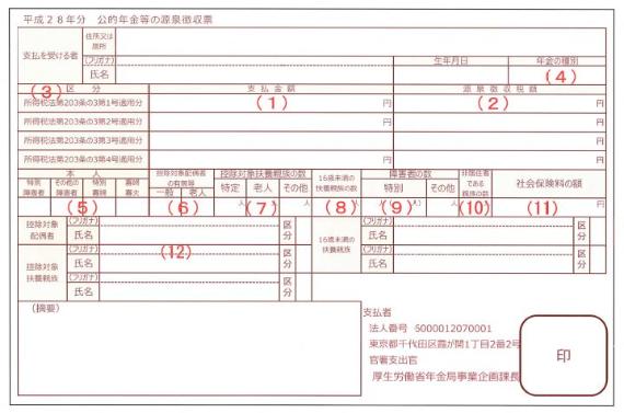 公的年金等の源泉徴収票（平成28年分）