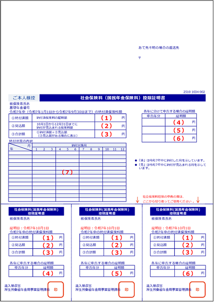 控除証明書A4版見本画像
