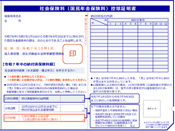 控除証明書ハガキ版の見本画像