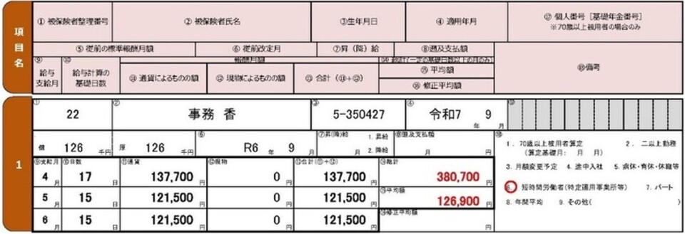 正しい記入例の図