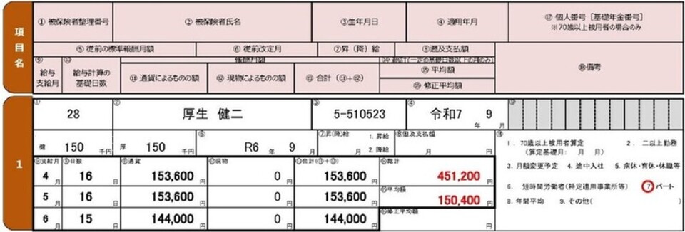 正しい記入例の図
