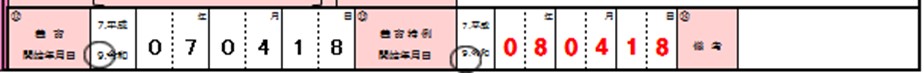 「項番13 養育特例開始年月日」欄の記入例