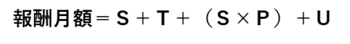 報酬月額=S+T+（S×P）+U