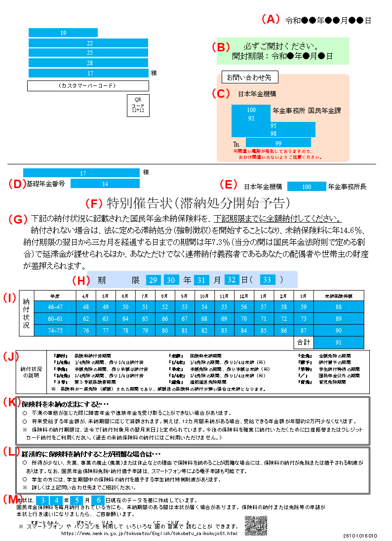 特別催告状(滞納処分開始予告)の画像